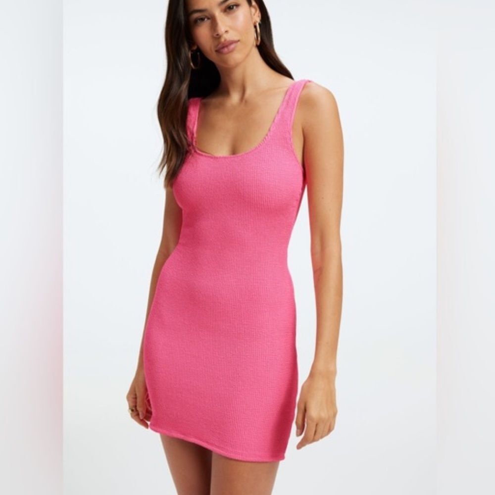 NEW Good American Always Fit Mini Dress Hot Pink Sz 1/2 (S/M)